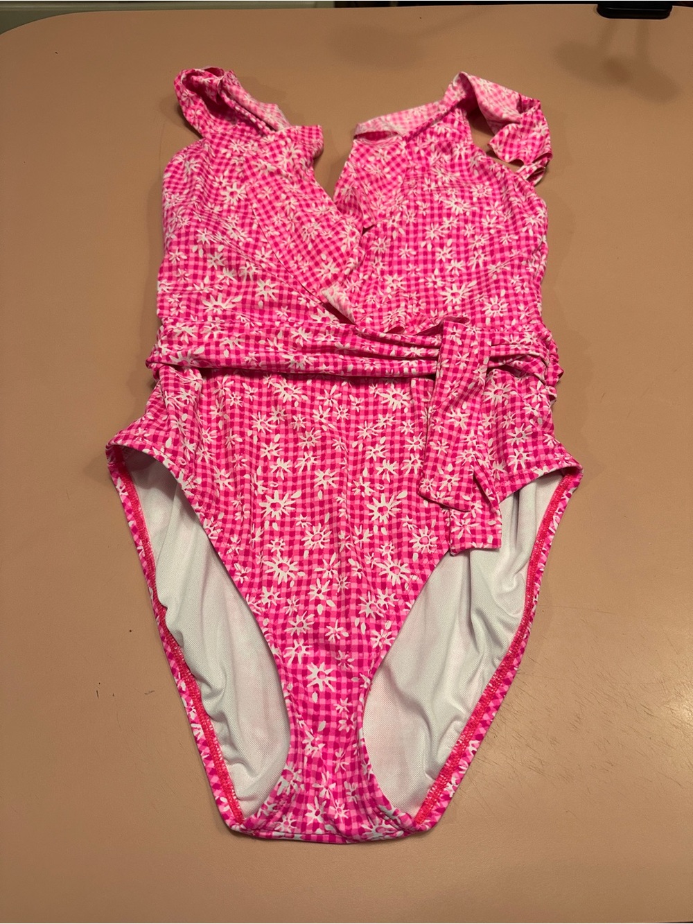 Lilly Pulitzer “Delphie” Pink Floral One Piece swimsuit.